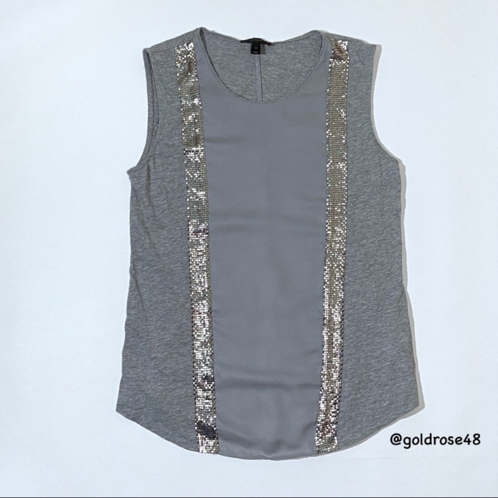 J. Crew gray sleeveless tank top silver chainmail stripes style C7174